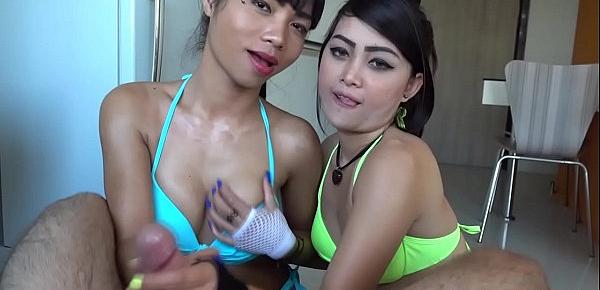  3some With Ladyboy Nadia And Her GF Annie